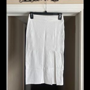 White midi skirt with front split